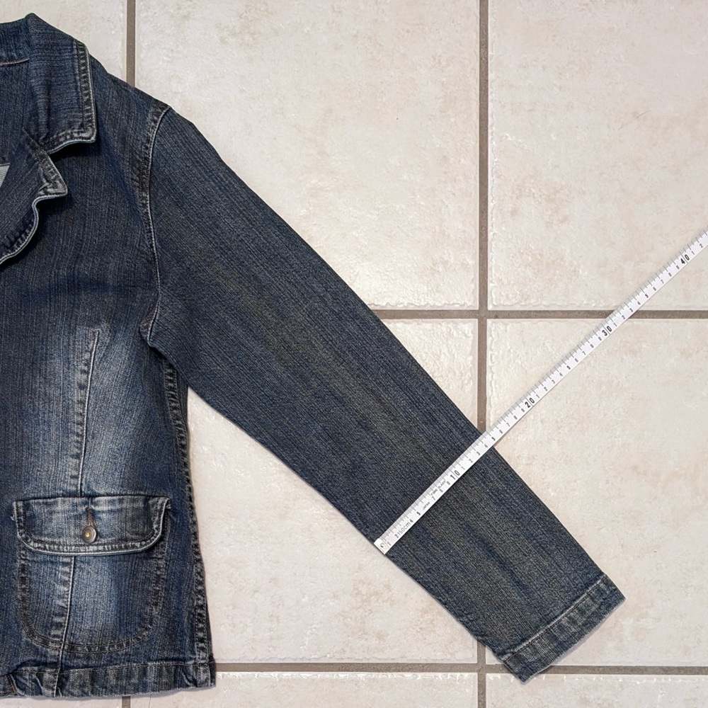 Size L Authentic Y2K Vintage Fylo Whimsigoth Denim Button Up Coat Bohemian Fairy - Picture 13 of 15